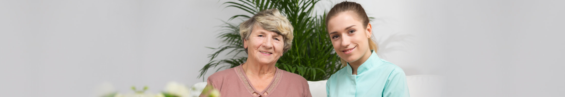 senior smiling with woman